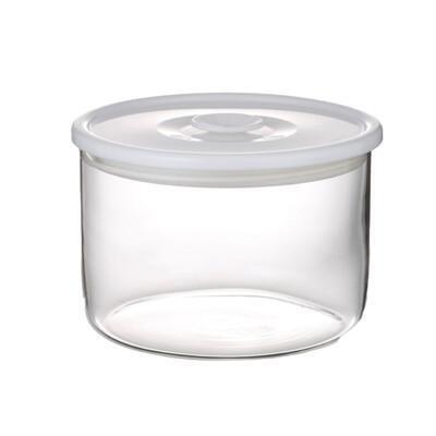 iwaki日本品牌耐熱玻璃微波密封保鮮盒 圓形白蓋 550ml 