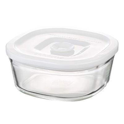 iwaki日本品牌耐熱玻璃微波密封保鮮盒 方形白蓋 260ml 