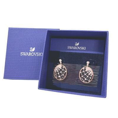 送禮 swarovski 玫瑰金色水鑽搭配裝飾吊垂墜耳環禮盒組 - 附精美提袋 #5488406 