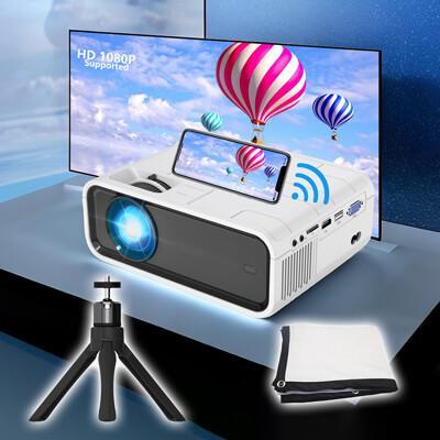 送72寸幕布+支架 投影機 支援1080p 智能投影機 投影儀 高清投影機 手機無線投影 