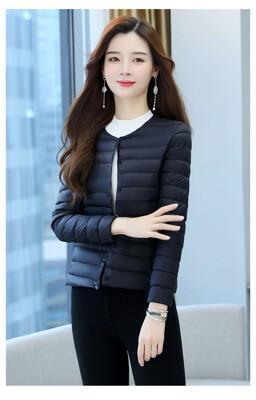 fb4775 秋冬女士素雅輕薄保暖羽絨棉短版外套 