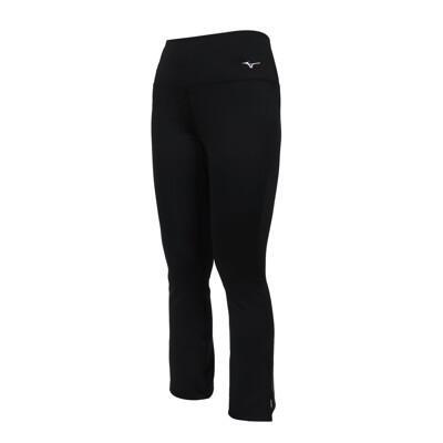 mizuno 女瑜珈緊身長褲-慢跑 訓練 美津濃 吸濕速乾 黑粉