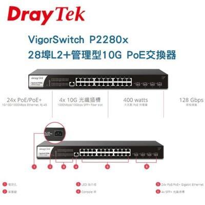 draytek 居易科技 vigorswitch p2280x 28埠 poe 網路交換器