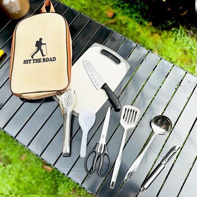 e.c outdoor 戶外露營炊具刀具九件套組 野營 野炊必備 廚房組 