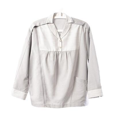 海夫康澄國際 kcwear 易穿脫女襯衫 雙肩扣 單側拉鍊 棉感無彈性/春秋 灰白紋(s12) 