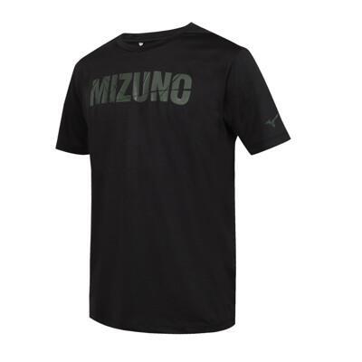 mizuno 男訓練短袖t恤-台灣製 上衣 訓練 慢跑 黑灰 