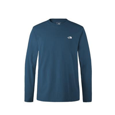 the north face 男 logo長袖棉t ap汽油藍8at8/登山/健行/圓領t/休閒 
