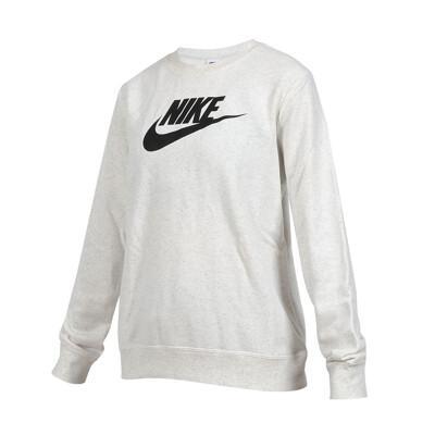nike 女長袖圓領t恤-休閒 慢跑 運動 上衣 白麻灰黑 