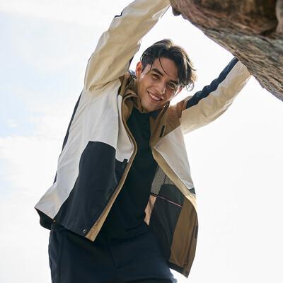 atunas 歐都納 男 防水2in1+羽絨兩件式外套棕黃/米卡a1ga2501m/保暖機能外套 