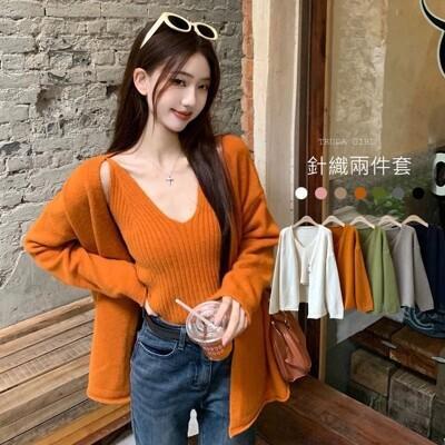 杜達女孩nina最愛兩穿羊絨混紡兩件套 背心+外套兩件式套裝 毛衣上衣 兩件套 針織外套 針織背 