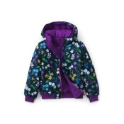 Lands' End Little Kids' Reversible Padded Bomber Jacket with Hood - 5-6 years, Purple Lands' End Little Kids' Reversible Padded Bomber Jacket with Hood - 5-6 years, Purple