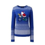 Lands' End Women's Supima Fair Isle Christmas Jumper - 20, Blue Lands' End Women's Supima Fair Isle Christmas Jumper - 20, Blue