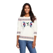 Lands' End Women's Supima Fair Isle Christmas Jumper - 8, Ivory Lands' End Women's Supima Fair Isle Christmas Jumper - 8, Ivory
