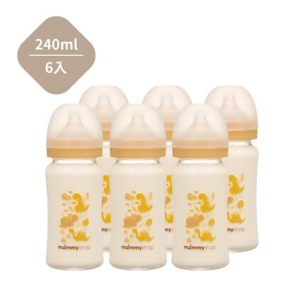 母感體驗2.5 玻璃奶瓶- 寬口240ml 6支組-奶茶色6支組