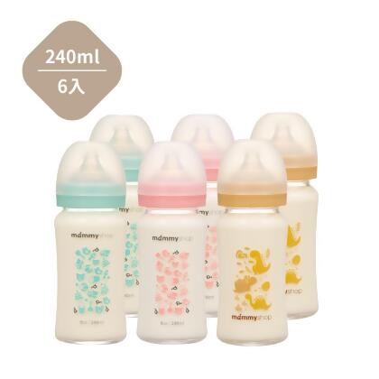母感體驗2.5 玻璃奶瓶- 寬口240ml 6支組-3色各2支 