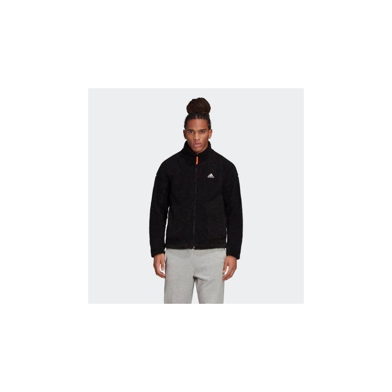 adidas outdoors sherpa fleece jacket in black