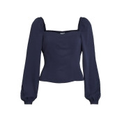 VILA Cropped Square Neck Long Sleeved Blouse Women Blue VILA Cropped Square Neck Long Sleeved Blouse Women Blue