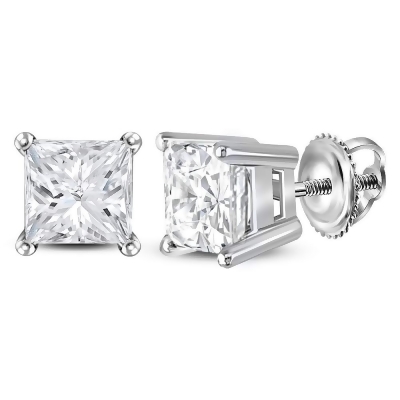 14kt White Gold Uni Princess Diamond Solitaire Stud Earrings 1 3 14kt White Gold Uni Princess Diamond Solitaire Stud Earrings 1 3 8 Cttw