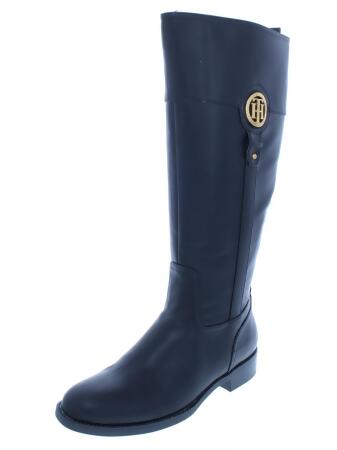 Wide Calf Faux Leather Riding Boots 