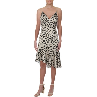 Aqua Womens Asymmetrical Leopard Print Slip Dress 