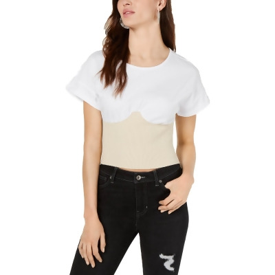 Kendall + Kylie Womens Seamed Cuff Sleeves Corset Top 