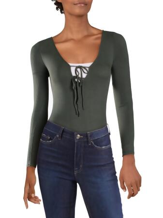 Hashttag Womens Tie-Front Long-Sleeve Bodysuit 