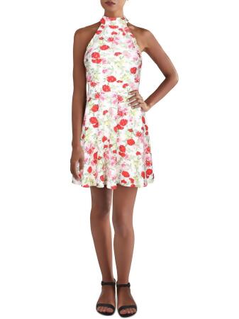 Teeze Me Womens Juniors Halter Sleeveless Casual Dress 