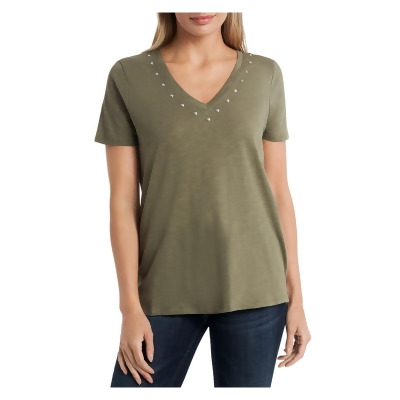 Vince Camuto Womens Heathered Studded Pullover Top 