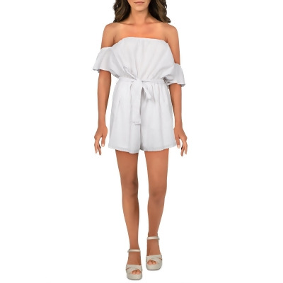 After Market Womens Striped Tie Front Romper 