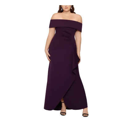 Xscape Womens Plus Off-The-Shoulder Ruched Evening Dress 