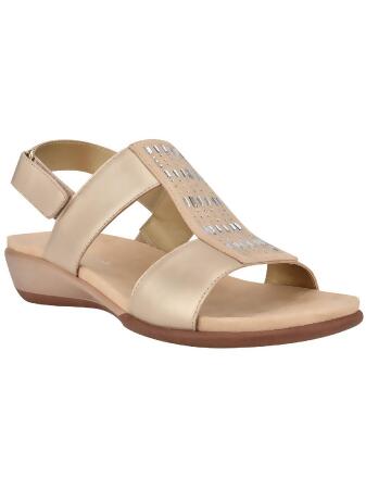 Easy Spirit Womens Hazel Leather Adjustable Flat Sandals 