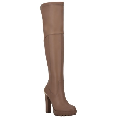 Guess Womens Taylin Faux Leather Lugged Sole Thigh-High Boots 