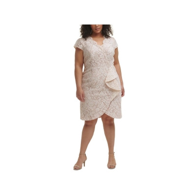 Vince Camuto Womens Plus Lace Ruffle Cocktail and Party Dress 