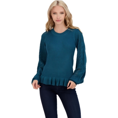 Jessica Simpson Womens Gemma Ruffled Crewneck Pullover Sweater 