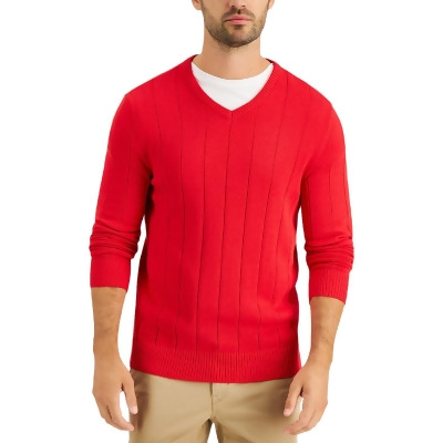 Club Room Mens V Neck Ribbed Trim Pullover Sweater 