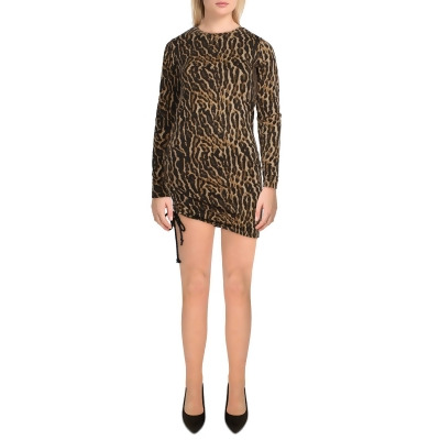 Pam & Gela Womens Animal Ruched Cocktail and Party Dress 