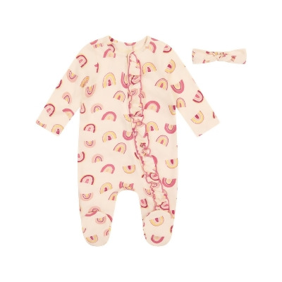 Jessica Simpson Printed Newborn Footed Pajamas 