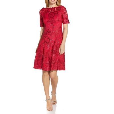 Adrianna Papell Womens Lace Midi Cocktail and Party Dress 