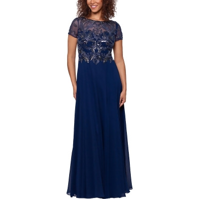 Xscape Womens Embellished Chiffon Evening Dress 