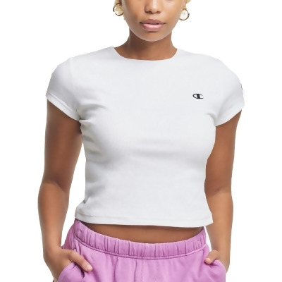 Champion Womens Cropped Ribbed Knit Pullover Top 