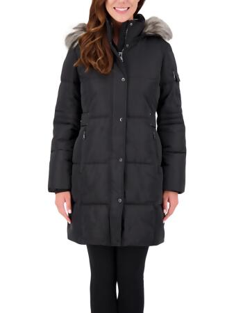 Vince camuto puffer coat clearance with faux fur hood