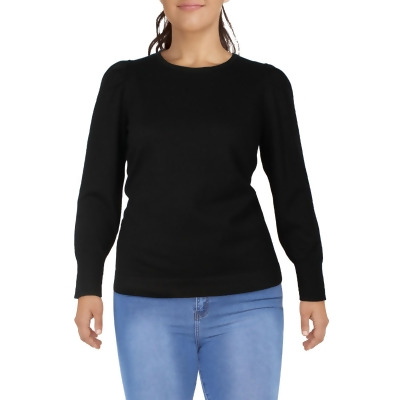 Anne Klein Womens Plus Cotton Cashmere Shirred Shoulder Pullover Sweater 