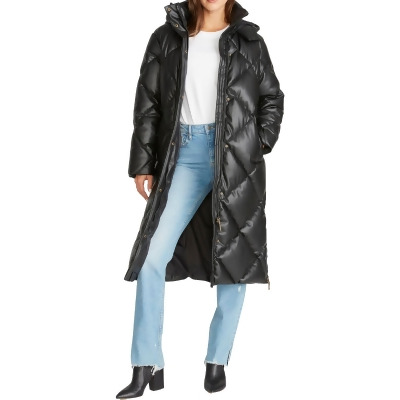 Rebecca Minkoff Womens Vegan Leather Cold Weather Puffer Jacket 