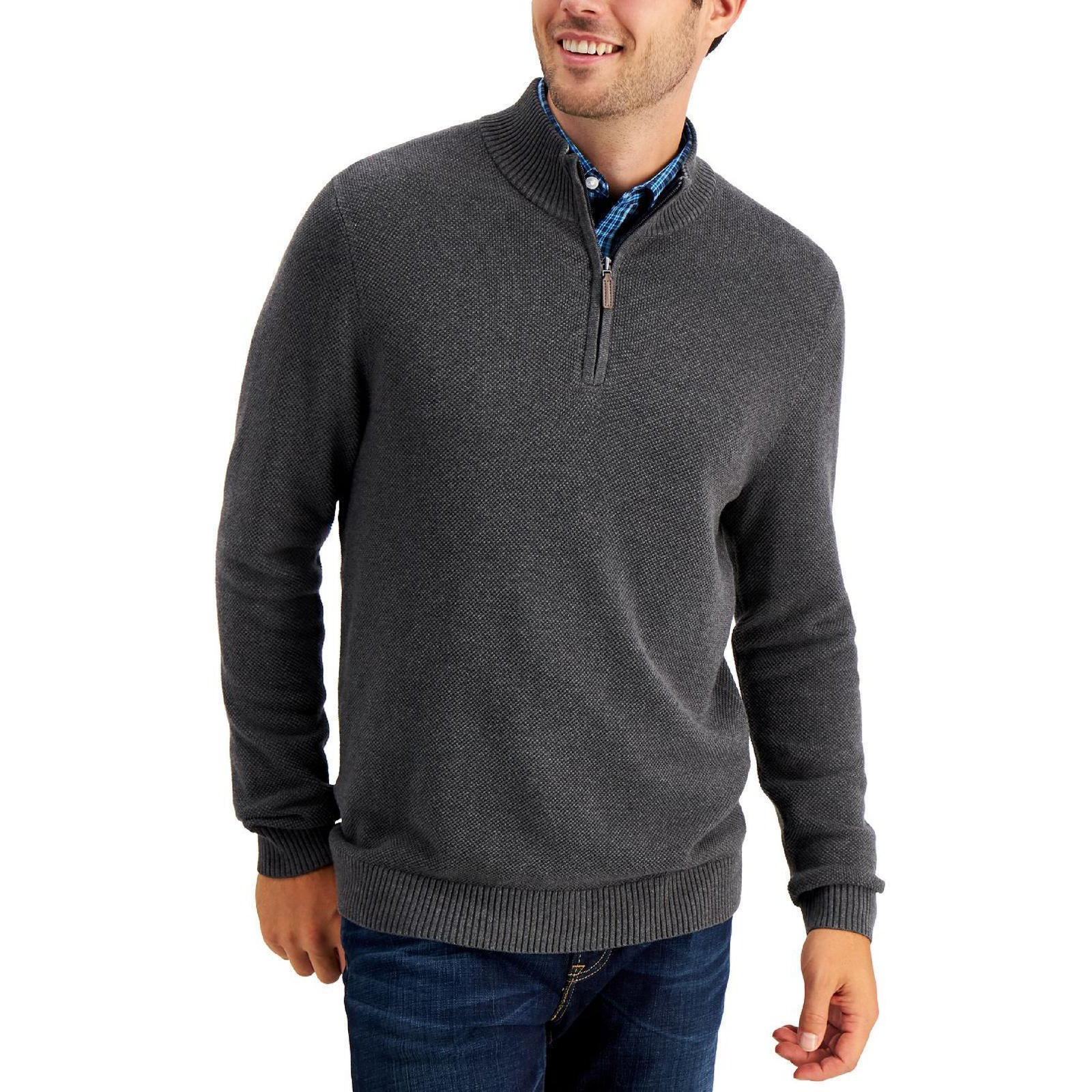 Club Room Mens Cotton 1/4 Zip Pullover Sweater