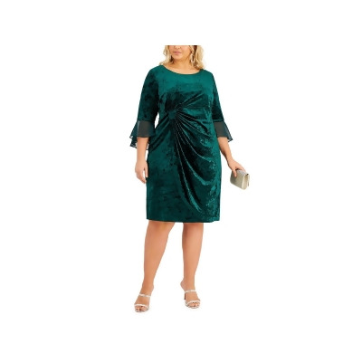 Connected Apparel Womens Plus Velvet Knee Length Cocktail and Party Dress 