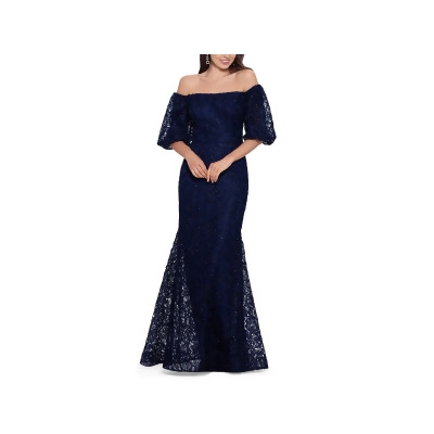 Xscape Womens Petites Lace Maxi Evening Dress 