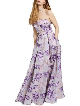 Speechless Womens Juniors Metallic Strapless Evening Dress 