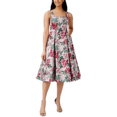 Adrianna Papell Womens Metallic Floral Cocktail and Party Dress 