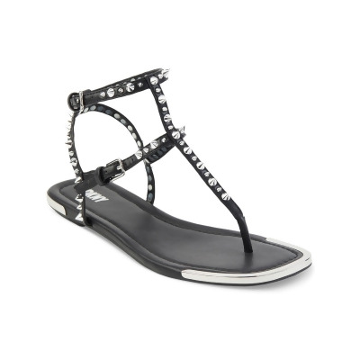DKNY Womens Hadi Faux Leather Studded Thong Sandals 