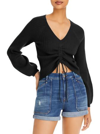 Aqua Womens Cashmere Drawstring Pullover Sweater 